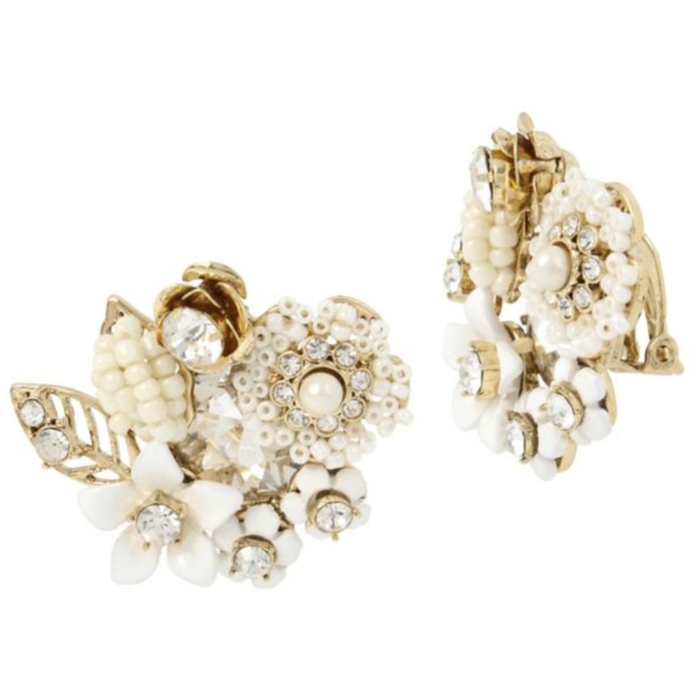 NEW Miriam Haskell Floral Cluster Clip-on Earrings - Picture 3 of 3